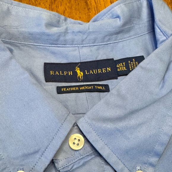 Ralph Lauren Men's Feather Weight Twill Light Blue 4XLT Yellow Pony - Picture 4 of 10